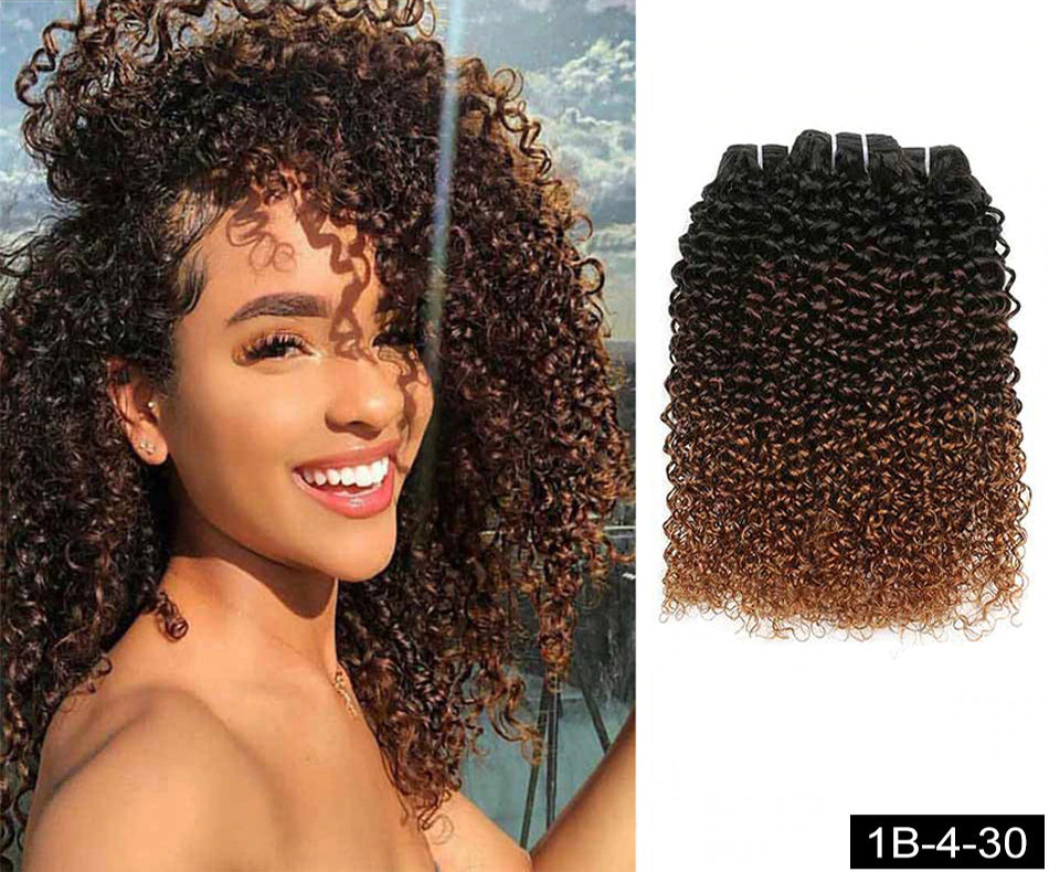Curly Brazilian Human Hair Ombre Extension Bundles