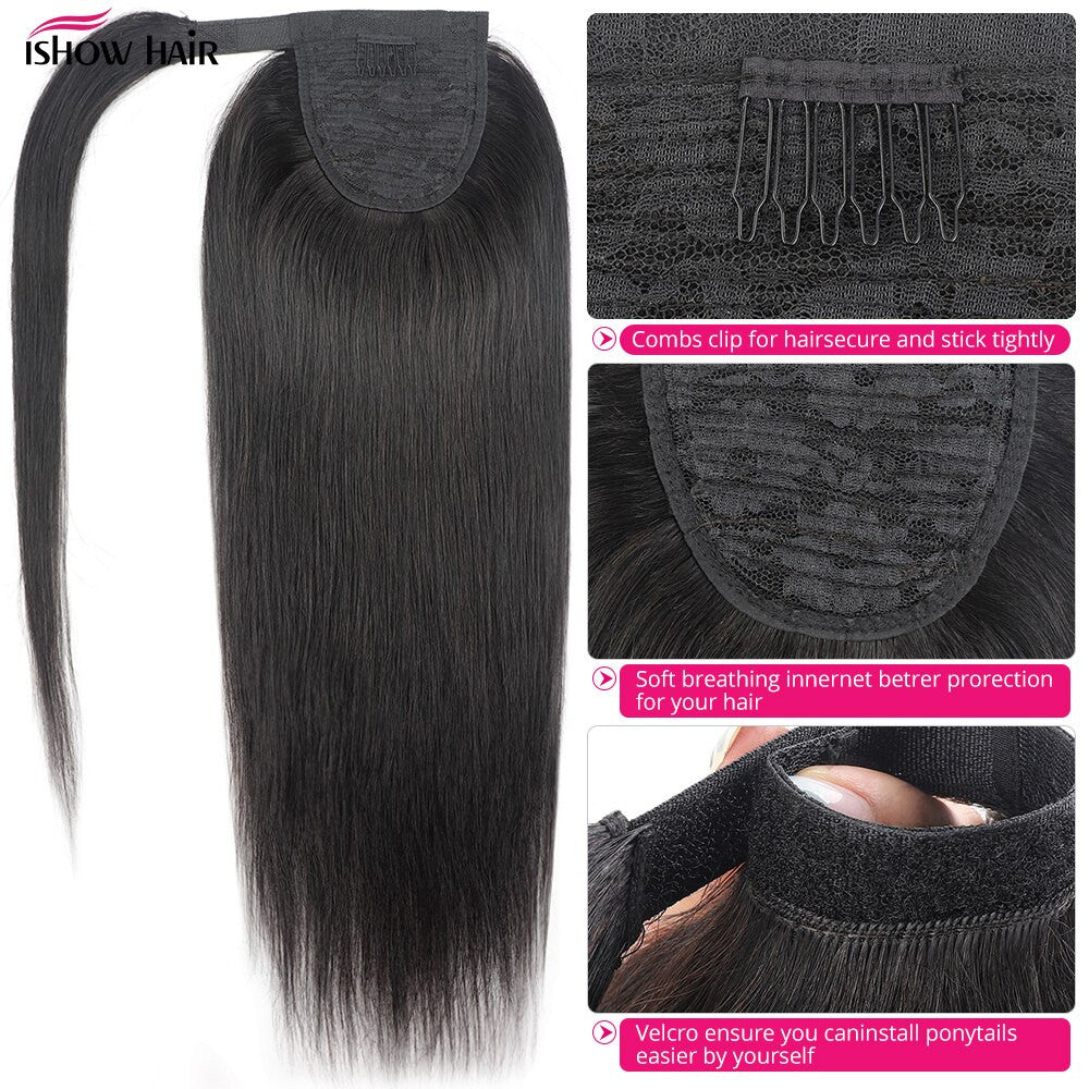Long Straight Wrap Around Clip-In Ponytail