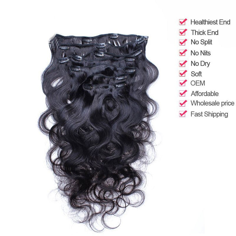 Body Wave Clip In Human Hair Extensions