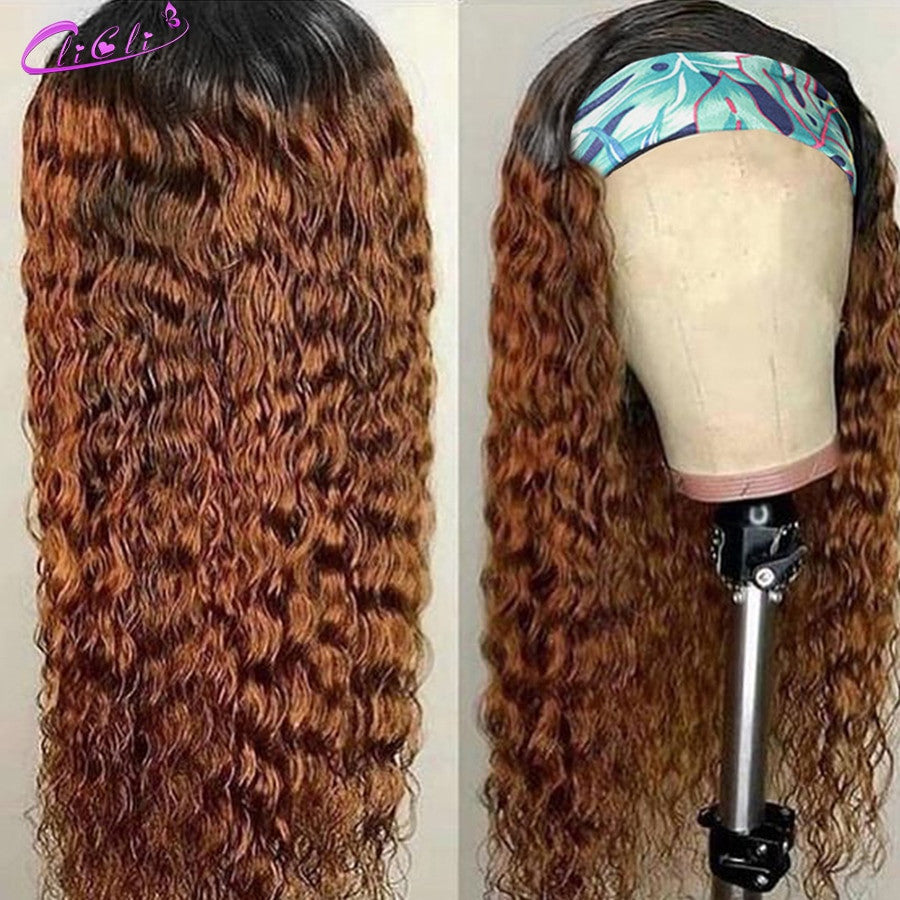 Curly Headband Human Hair Wig