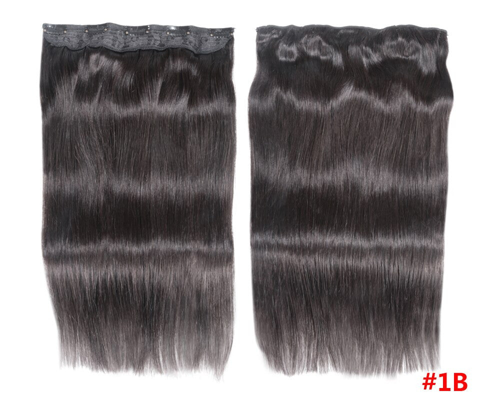 Clip In One Piece Human Hair Extensions Straight Brazilian