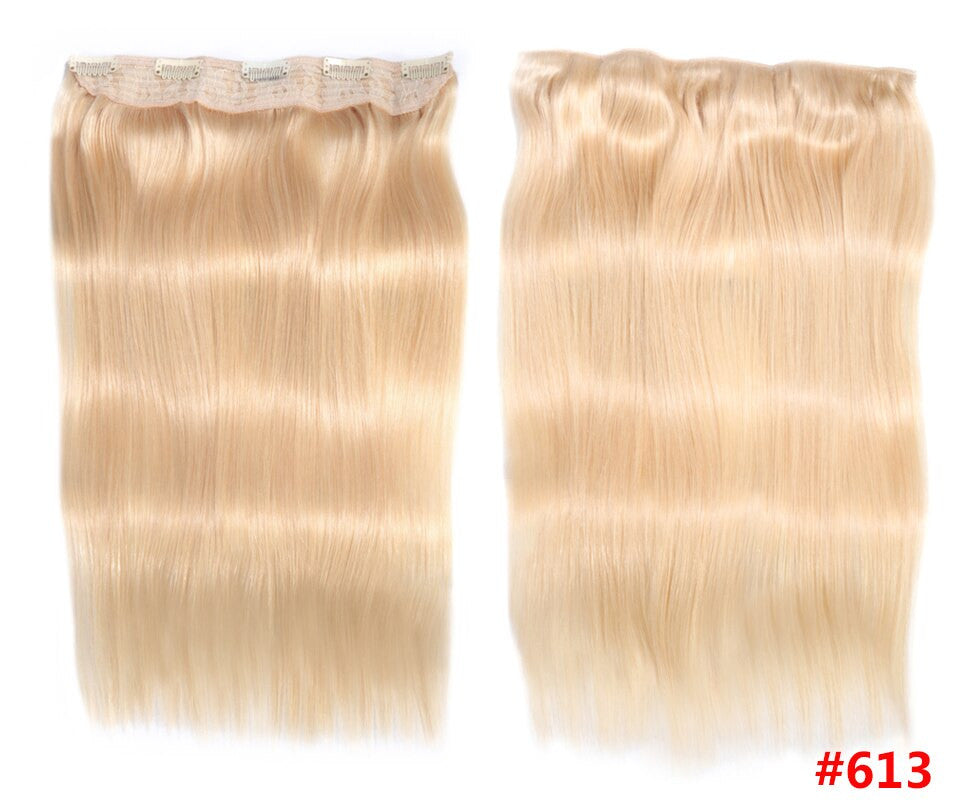 Clip In One Piece Human Hair Extensions Straight Brazilian