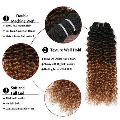 Curly Brazilian Human Hair Ombre Extension Bundles